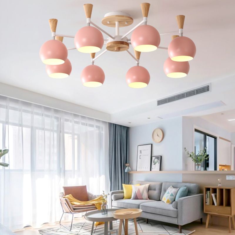 Nordic Metal Ceiling Light Colorful Bowl Shape Flush Mount Light for Bedroom