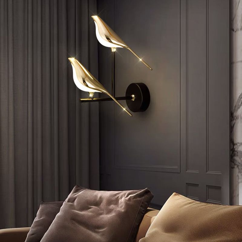 Nordischer Stil Metall Wandleuchte Vogelform Wandleuchte in Gold für Wohnzimmer
