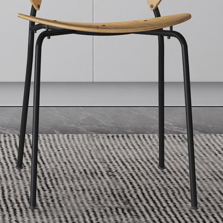 Metal Base Dining Chairs Modern Style Open Back Armless Chair