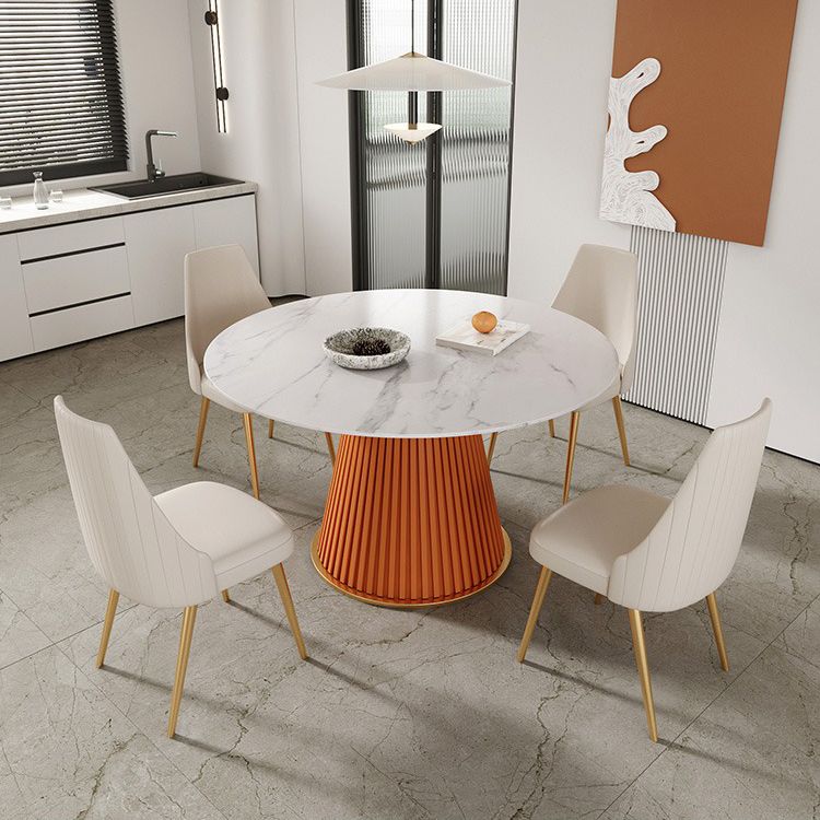 Mesa de comedor redonda de piedra sinterizada, mesa de comedor tradicional de lujo para el hogar