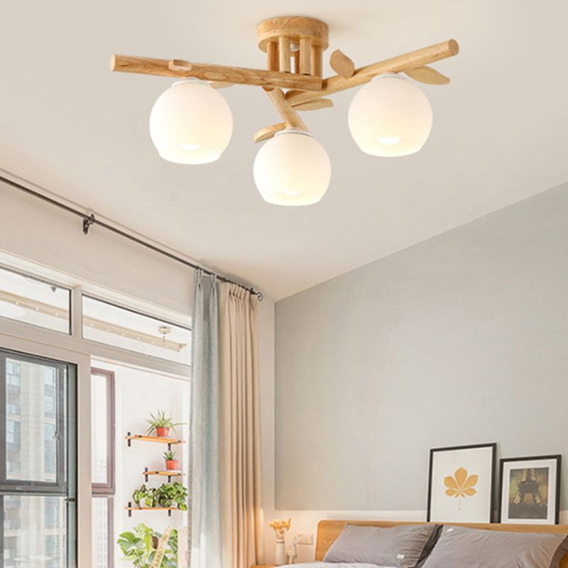 Contemporary Wood Ceiling Light Flush Mount Lighting for Bedroom