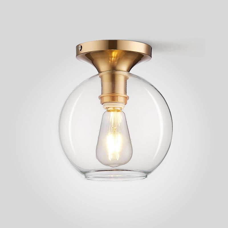 Sphère en verre transparent monté au plafond, plafonnier Vintage à 1 ampoule, luminaire pour Foyer