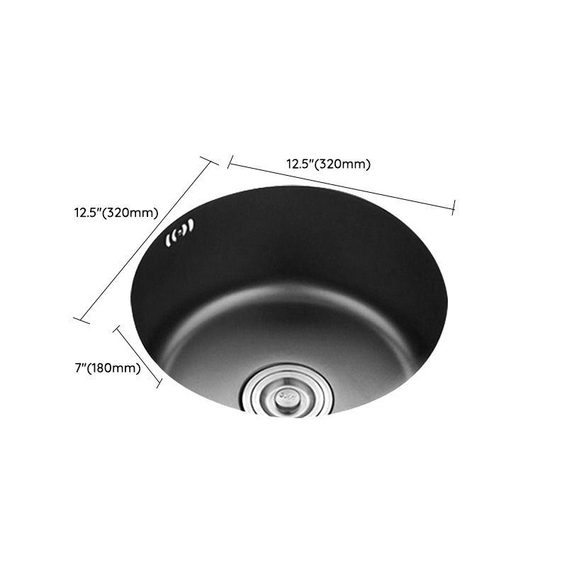 Single Bowl Kitchen Sink Stainless Steel Round Sink with Drain Assembly