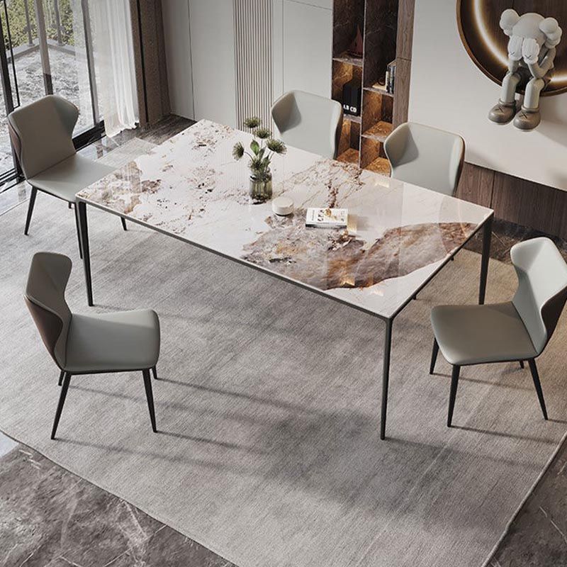 Rectangle Modern Stone Table Standard Height Kitchen Room Table with 4 Legs