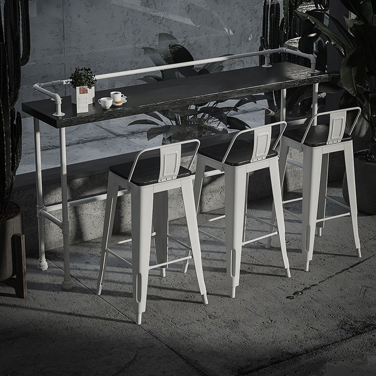 Modern Metal Bar Stool Armless Patio Bar Stool with White Base
