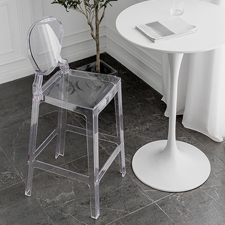 Industrial Backrest Armless Counter Stool Plastic Bar Stool with 4 Legs