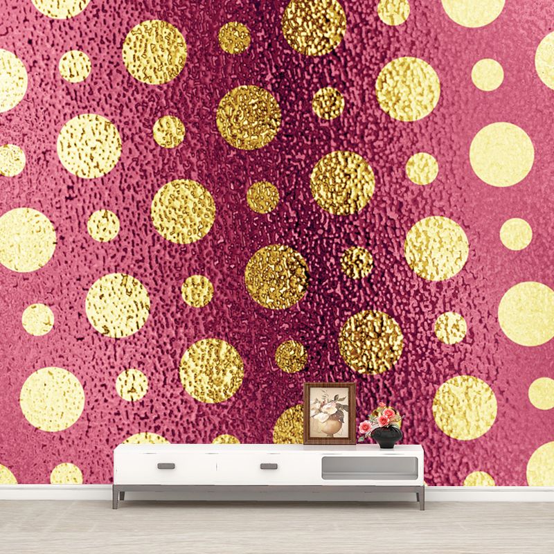 Large Polka Dots Wallpaper Mural for Home Foil Wall Art in Bright Color, Waterproof