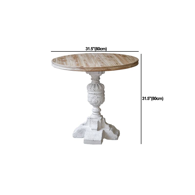 Rustic Style Side End Table Pedestal Distressed Round Sofa Side Accent Table