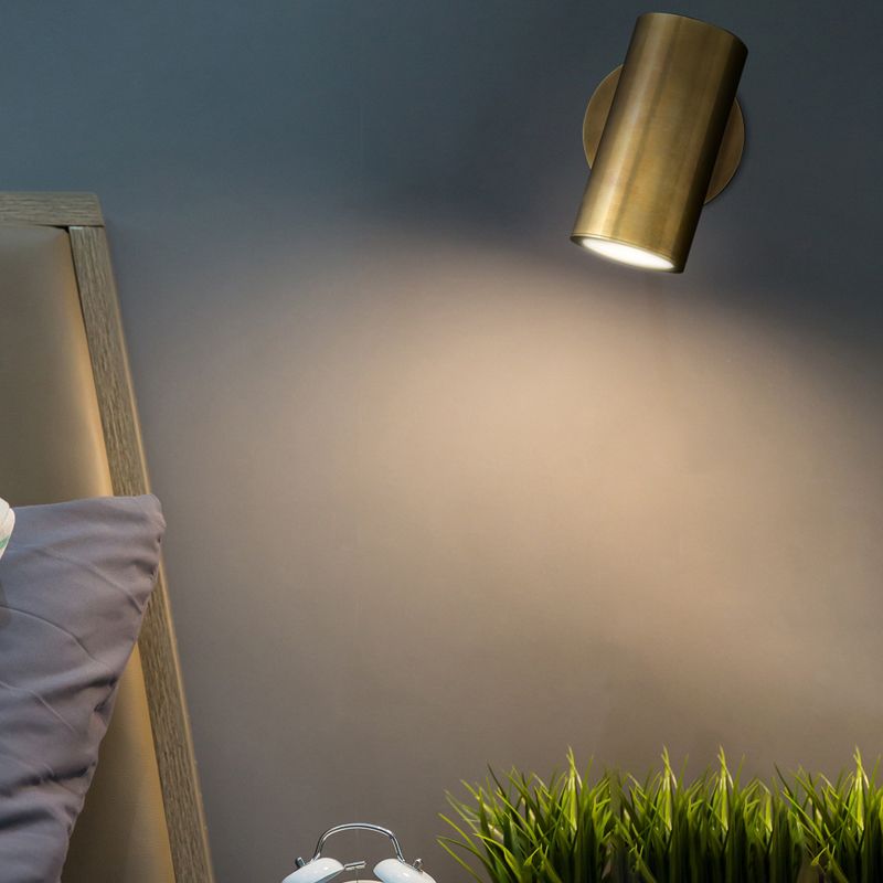 Modern Wall Sconce Cylinder Shape Wall Light with Metal Shade for Bedroom
