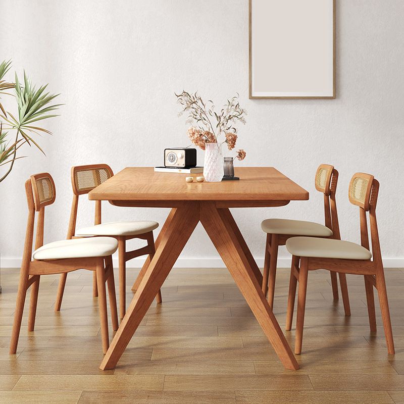 Contemporary Wood Dinner Table 4 Legs Dining Table for Home Use