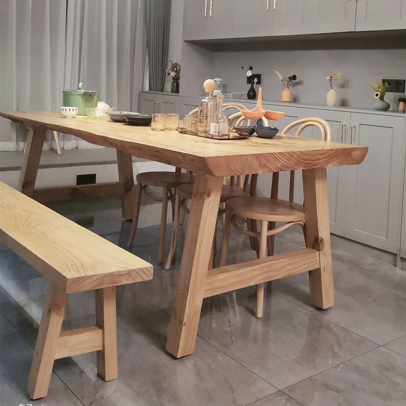 Living Room Solid Wood Top Table Modern Simple Table with 4 Legs