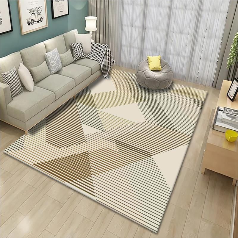 Apricot Modern Rug Polyester Geometric Patterns Rug Washable Rug for Living Room