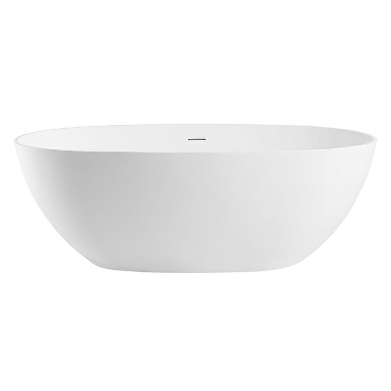 Modern Stone Oval White Bathtub Freestanding Soaking Bath for Bathroom