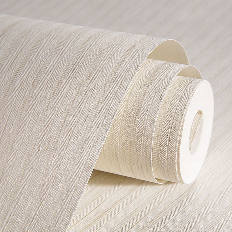 Elegant Stripe Print Wallpaper Bedroom Plain Color Wall Covering, 33' L x 20.5" W