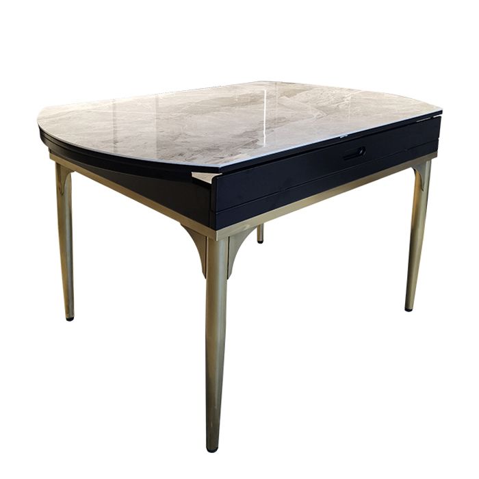 Modern 1/2/5/7 Pieces Round Dining Table Set with Sintered Stone Top Scalable Dinette Set