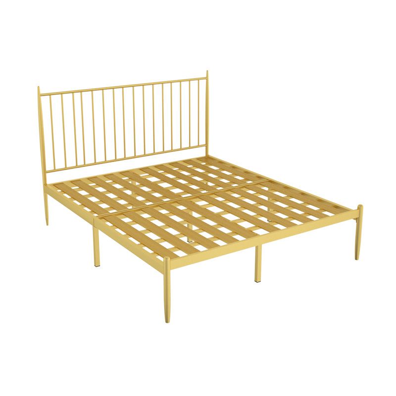 Glam Open-Frame Bed with Rectangular Headboard, Metal Standard Bed