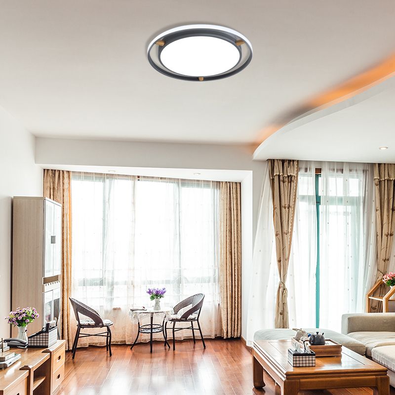 Nordische LED Deckenbündelleuchte Weiß/Grün/Grau Zweikreis dünne Flushmount Beleuchtung mit Holz Arm, 16 "/19.5" /23.5 " W