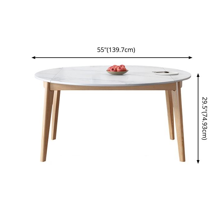 Traditional Sintered Stone Top Dining Set with 4 Brown Solid Wood Legs for Dining Furniture