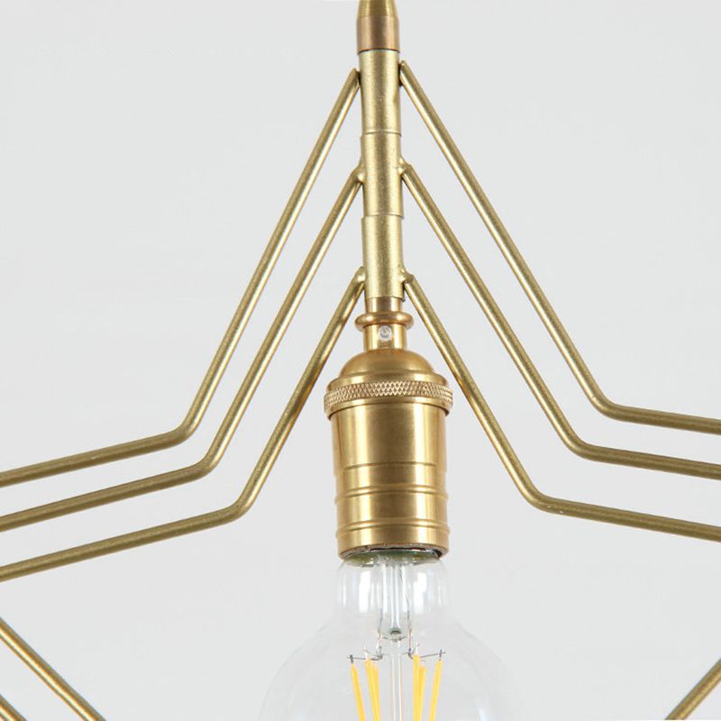 Metal 1 Light Pendant Light Nordic Simple Creative Star Cage Hanging Lamp for Living Room