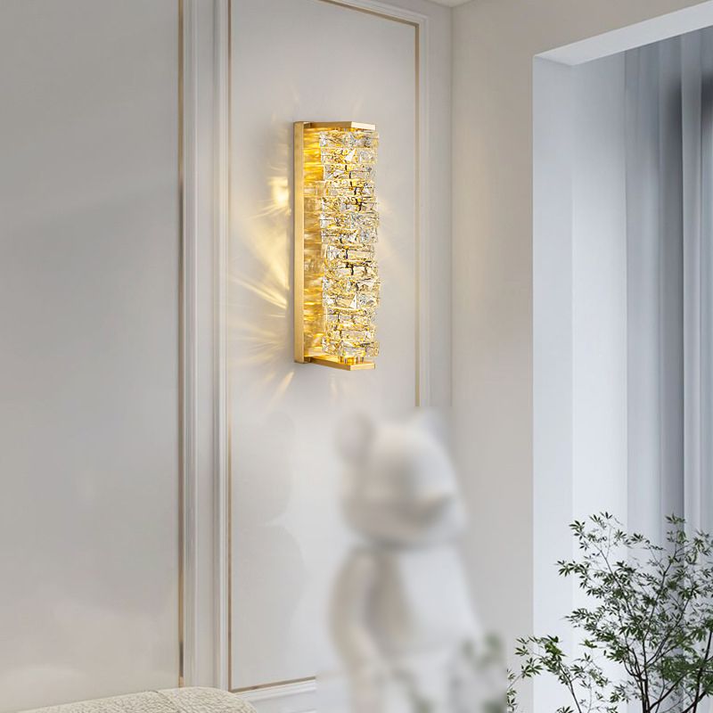 1-Light Geometric Sconce Light Fixture Modern Crystal Wall Light