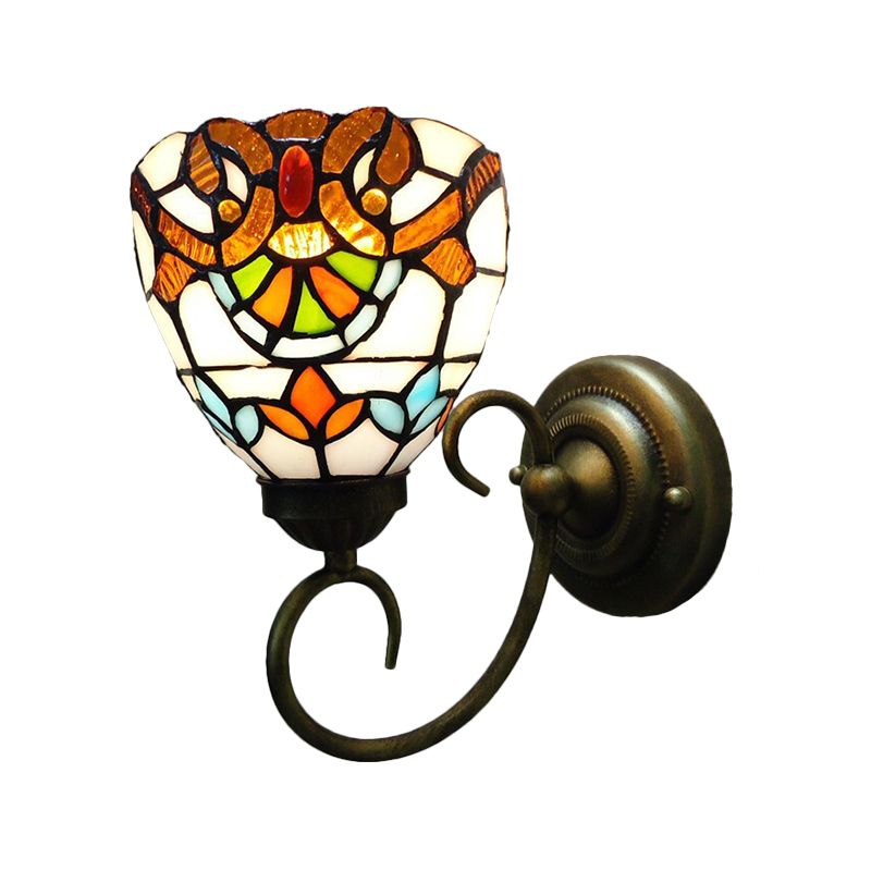 Bell Shade Cut Glass Wall Light Sconce Victorian 1 Bulb Yellow Wall Mounted Lamp