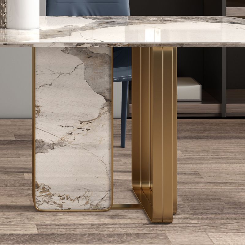 Glam Gesinterde Steengrijze Eettafel Standaard Rechthoekige Eettafel voor Keuken