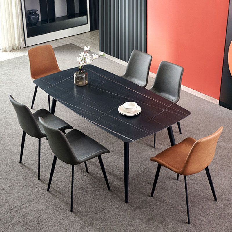Chaises de salle à manger en cuir de style contemporain, fauteuil à dossier solide pour cuisine
