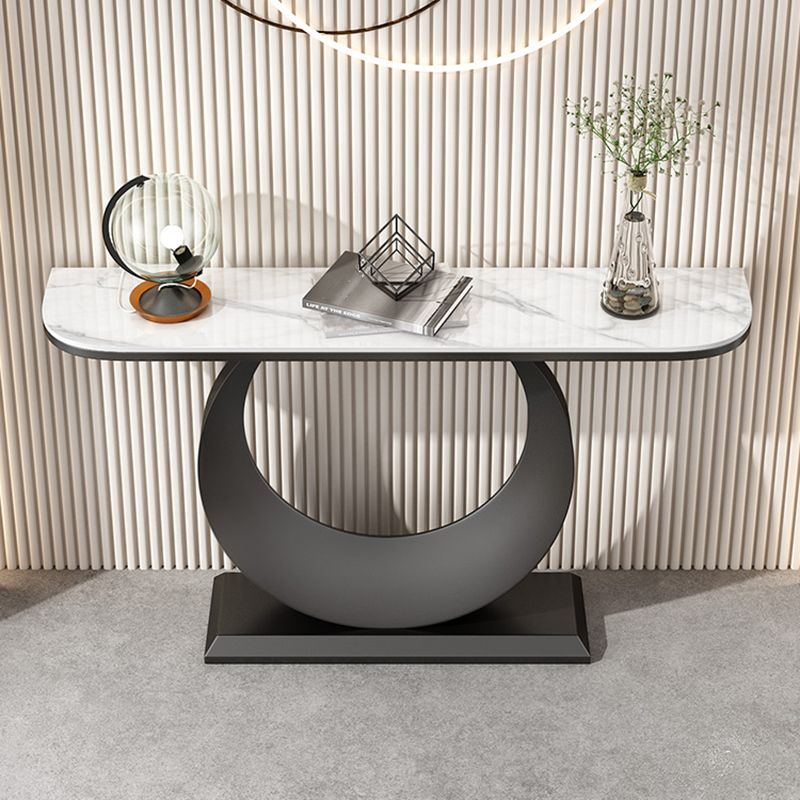 Scratch Resistant Glam Marble/metal Half Moon Abstract Console Table