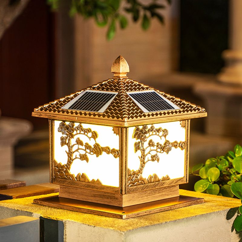 Minimalist LED Solar Lighting Fixture with Acrylic Shade for Backyard