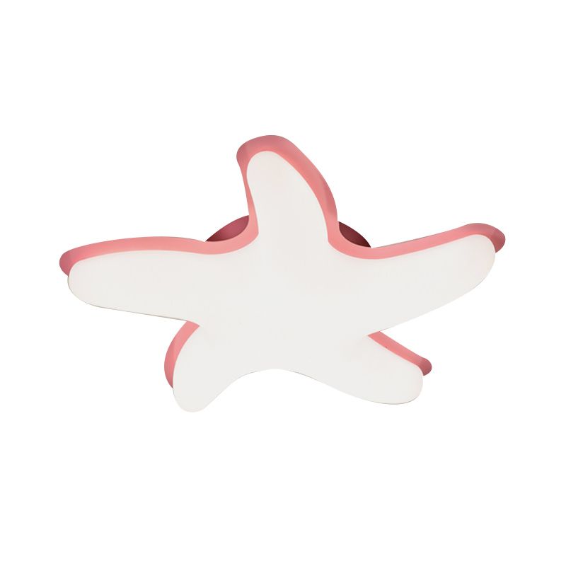 Starfish Semi Flush Ceiling Light Kids Plastic LED Nursery Flushmount Lighting in Grey/Pink/Yellow Finish