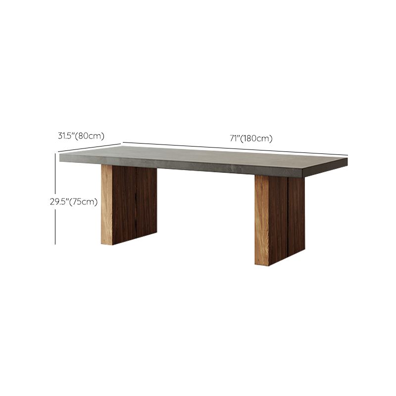 Rectangle Double Pedestal Dining Table Modern Wood Base Table for Kitchen