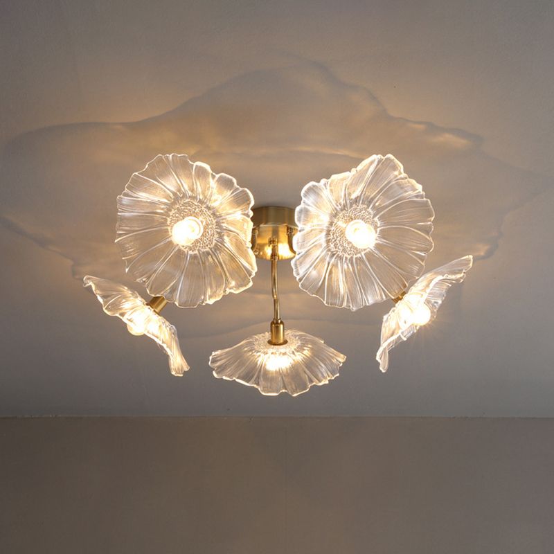 Blume Semi Flush Mount Leuchte moderne Glasdeckleuchten für Wohnzimmer