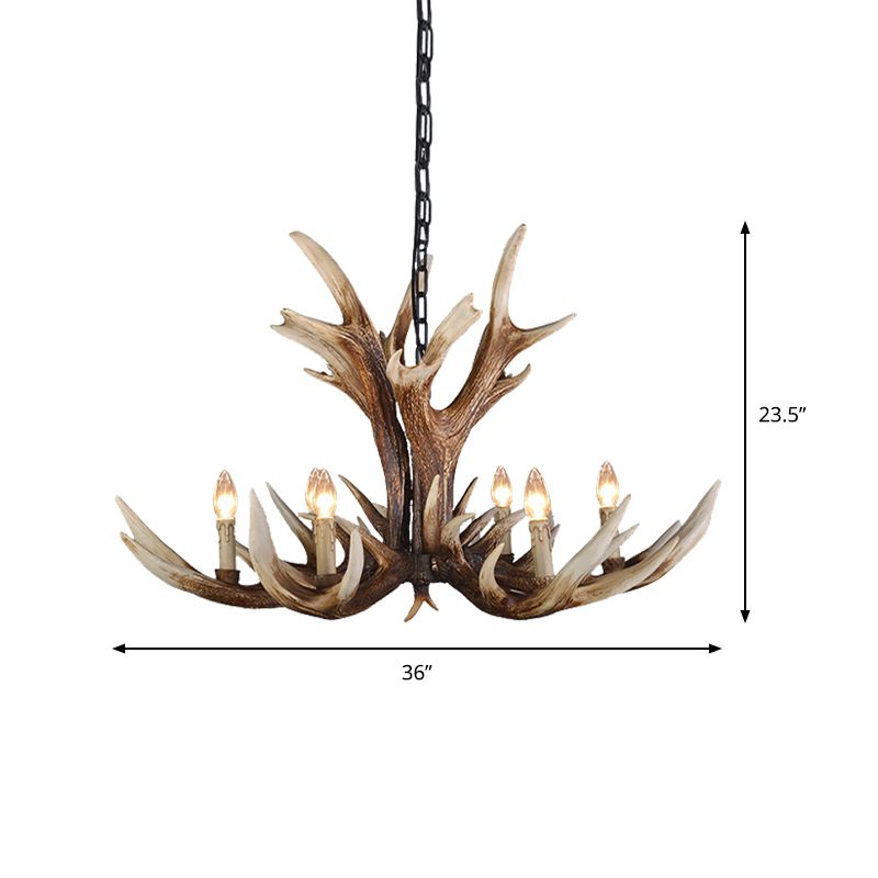 Light Brown 6/8/10 Lights Chandelier Lighting Rustic Resin Candelabra Pendant Lamp for Bedroom