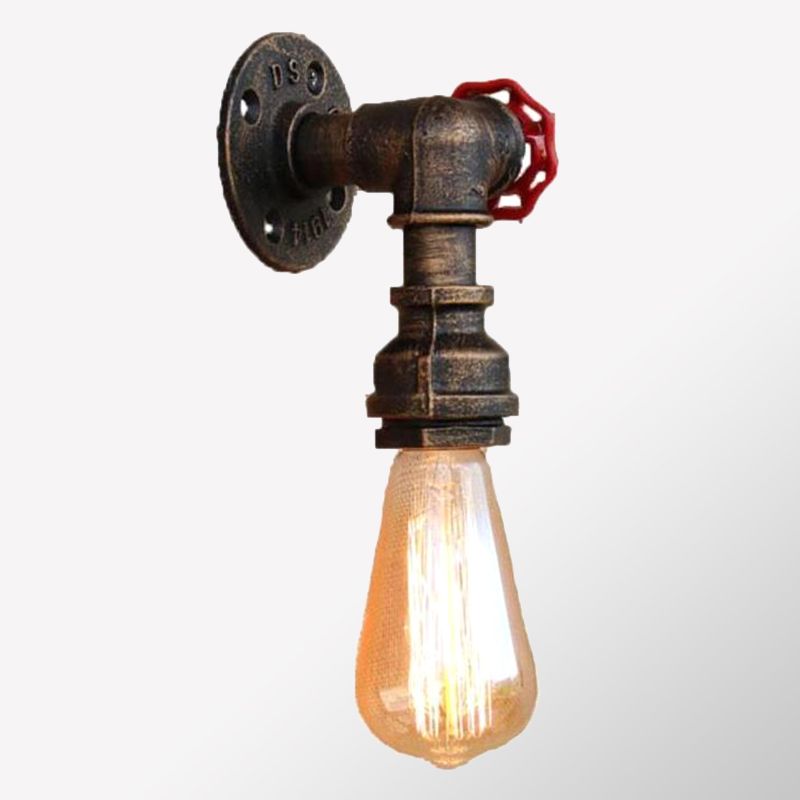 Simple Creative Pipe Wall Light Sconce 1 Light Bare Bulb Wall Lamp for Bar Coffee Shop