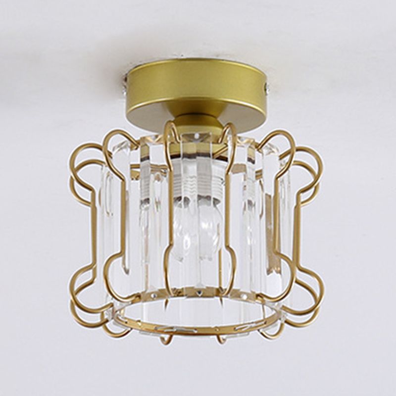 Crystal Shaded Semi Flush Light Fixture Minimalist-Style Close to Ceiling Lamp