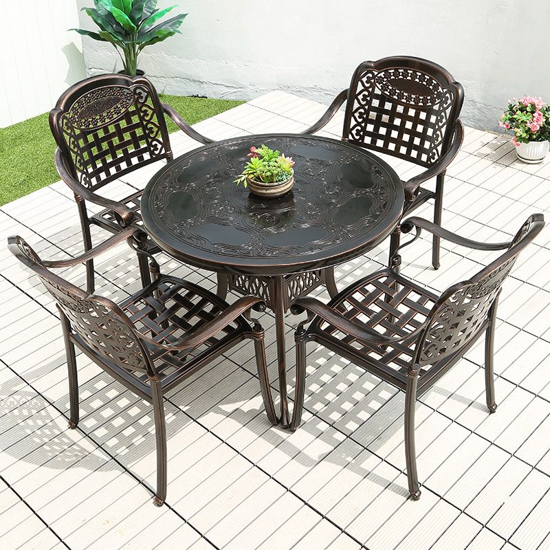 Industrial Aluminum Dining Table Water Resistant Patio Table