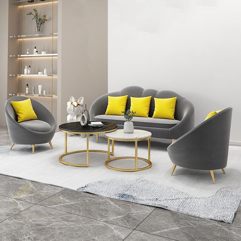 Velvet Sloped Arm Sofa Contemporary Standard Sofa with Sewn Pillow Back