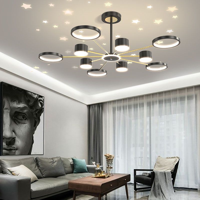 Luce il lampadario in metallo a LED Funzione a sospensione moderna lampadario per salotto