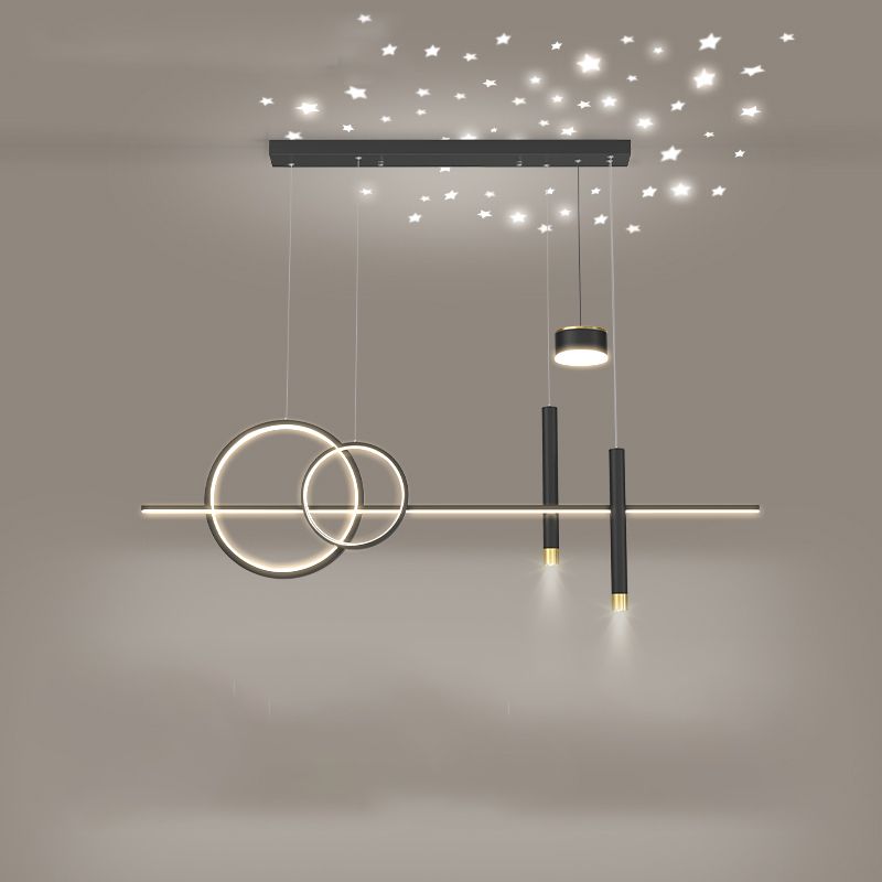 Zeitgenössische Anhängerlichter für Kücheninsel Linearinselbeleuchtung Metall