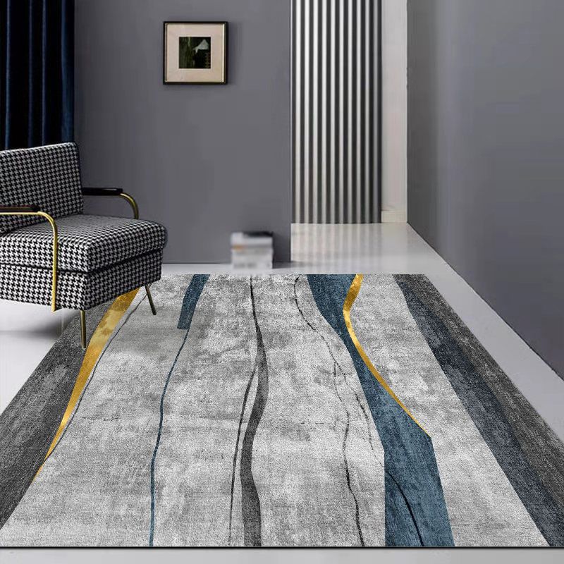 Grauer Graphenteppich Polyester Moderner Teppich nicht rutschfestem Hintergrund Teppich für Salon