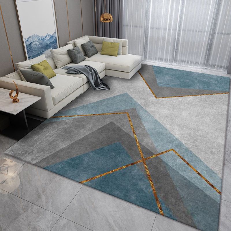 Luxuriant Modern Rug Gold Stripe Rug Washable Rug for Living Room