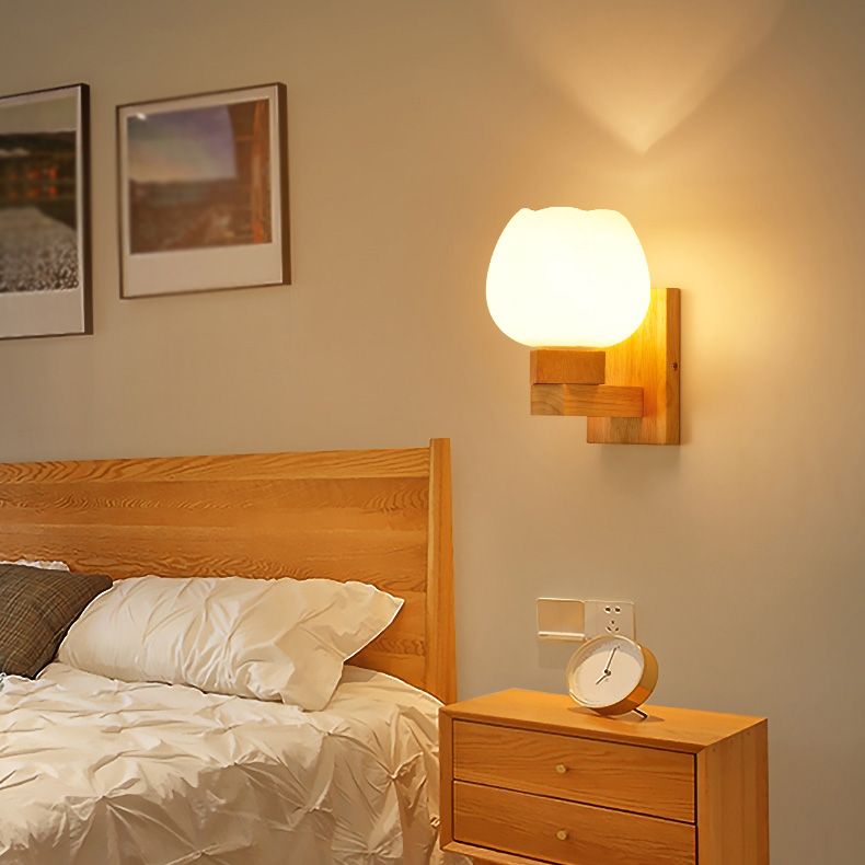 Estilo contemporáneo Luces de apliques de pared geométrica madera 1 lámpara de luz liviana