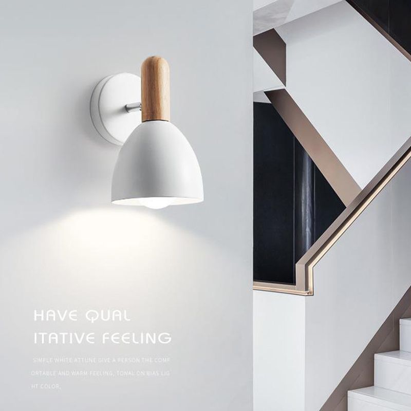 Nordic Style Metal Wall Light Bell Shape Adjustable Wall Lamp for Bedroom