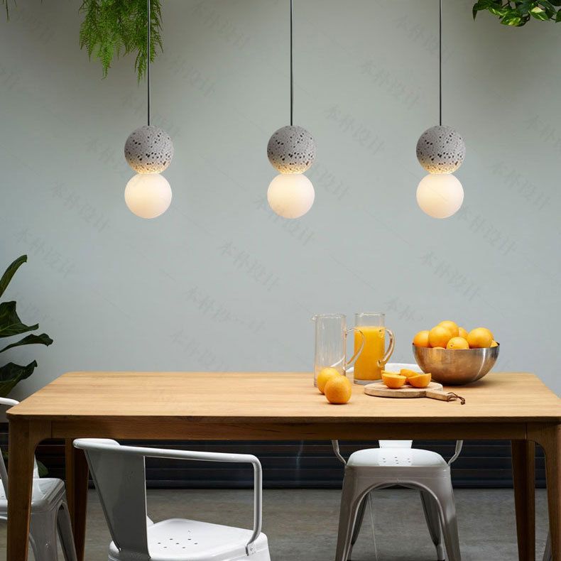 Forma sferica 1 lampada a sospensione leggera moderna lampada sospesa in cemento per soggiorno