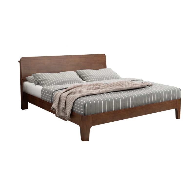 Traditional Wooden Standard Bed with Rectangular Headboard Bed