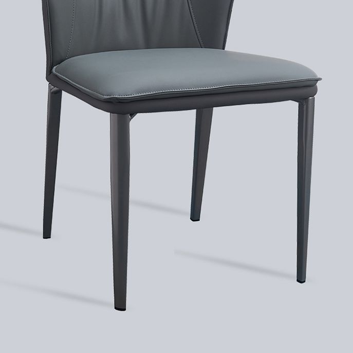 Modern Simple Side Chair Faux Leather Dining Chair with Metal Base for Living Room