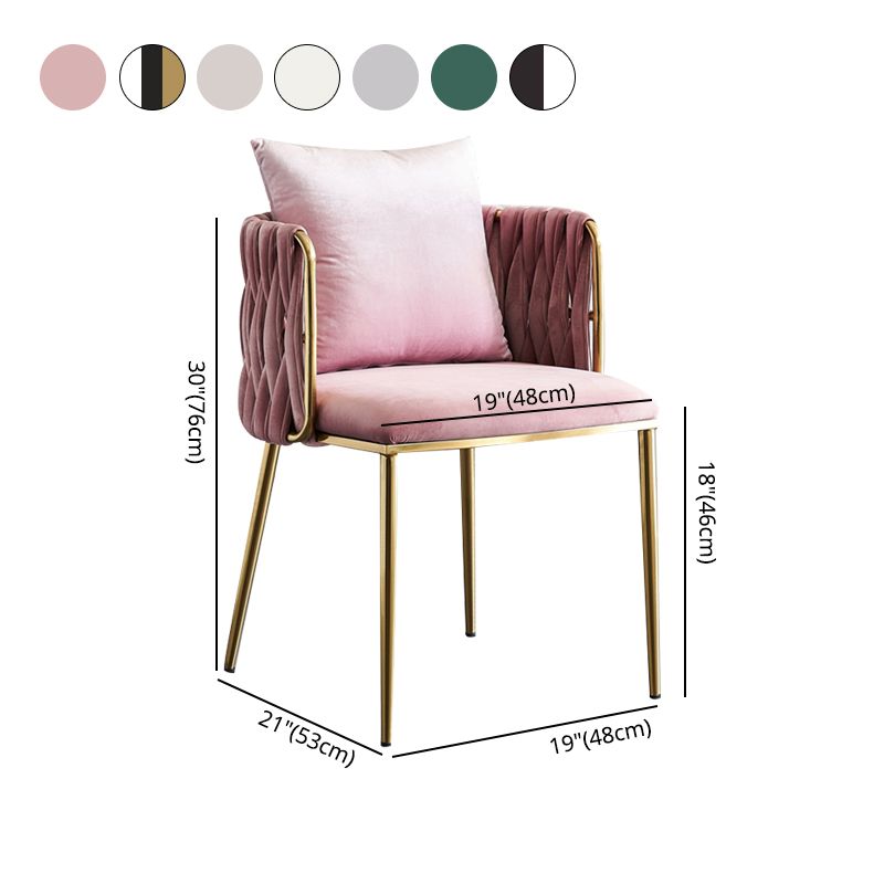 Minimalist Style Arm Chair Upholstered Barrel Back Single Dining Chair for Home Use