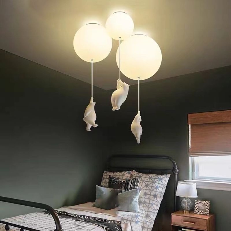 Contemporary Ceiling Lamp Creative Bear Flush Mount Light Fixture