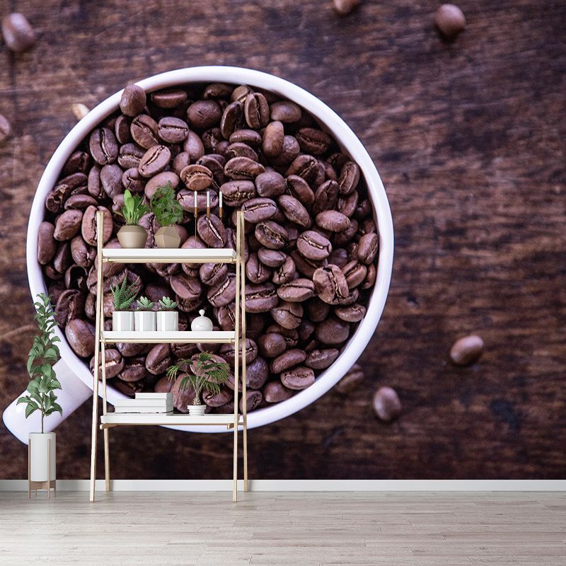 Roasted Coffee Beans Modernist Wall Covering for Coffee Shop, Moisture Resistant