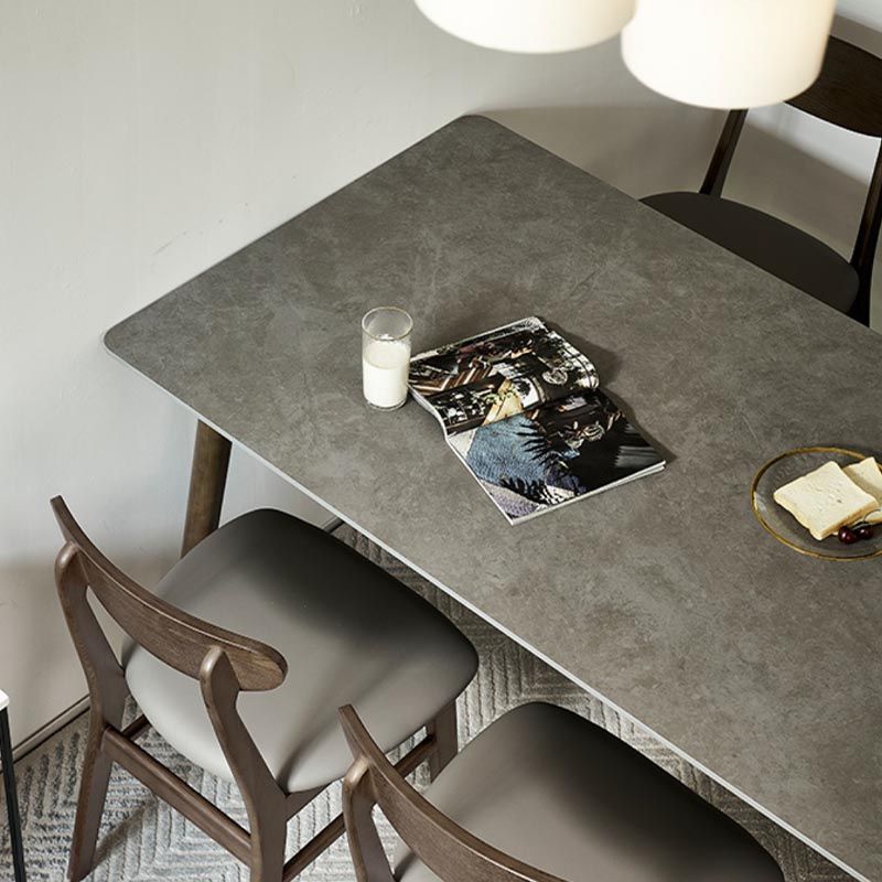 Mid-Century Rectangle Dining Table Solid Wood Base Dining Table for Dining